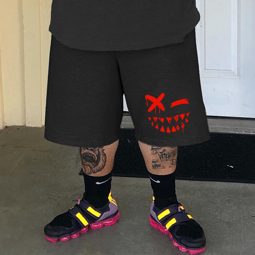 Evil Smile  Print Plus Size Shorts