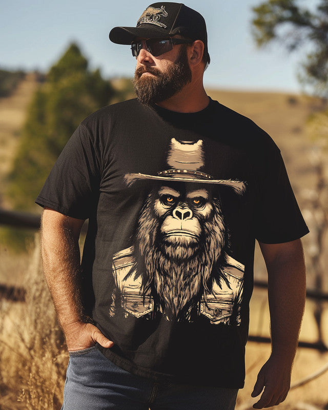 Men's personalized western monkey print Plus Size T-shirt