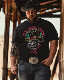 Men's Simple drawing skull western print Plus Size T-shirt