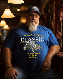 Men's Retro Classic Car And Letter Graphic Print Plus Size T-shirt
