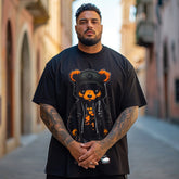 Men's Cartoon Bear Graphic Print Plus Size T-Shirt & Short