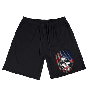 Men's Cool American Flag Skull Graphic Plus Size T-Shirt & Short