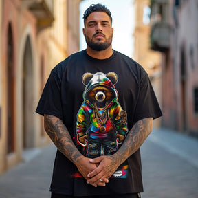 Men's Splash Colorful Bear Plus Size T-Shirt & Short