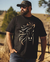 Men's  Funny Horse Sketch Print Plus Size T-Shirt  ,Funny MEN Gifts
