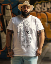 Men's Stress is the real killer sketch Print Plus Size T-shirt
