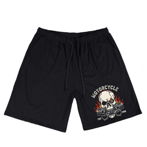 Men's MOTORCYCLE Skull Engine Print Plus Size T-Shirt & Short