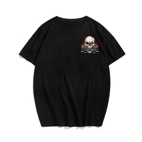 Men's MOTORCYCLE Skull Engine Print Plus Size T-Shirt & Short