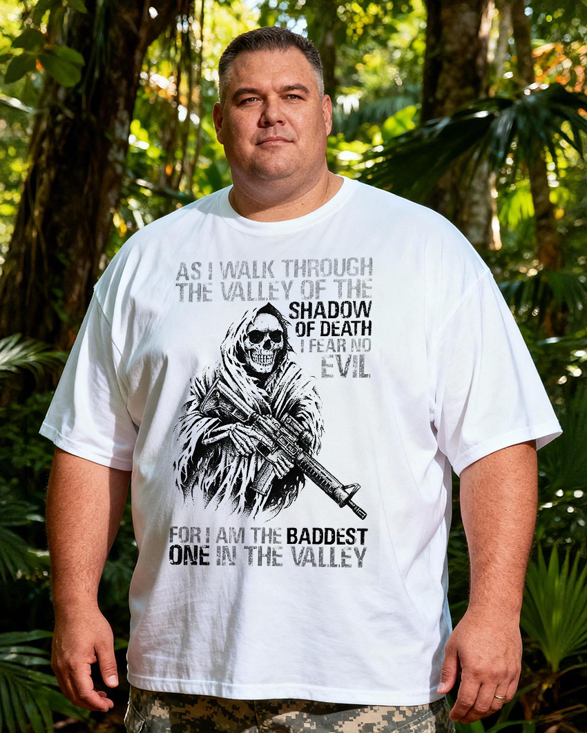 BADDEST IN THE VALLEY Men's Big & Tall 100% Cotton T-Shirt