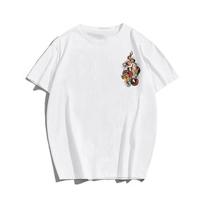 Men's Traditional Tattoo Design Snake vs Tiger Plus Size T-Shirt & Short