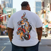 Men's Traditional Tattoo Design Snake vs Tiger Plus Size T-Shirt & Short