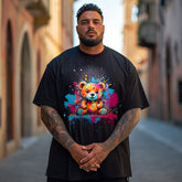 Men's Graffiti Teddy Bear Plus Size T-Shirt & Short