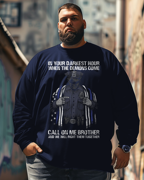 Men's Police Heroes We Will Fight Them Together  Plus Size Long Sleeve T-Shirt