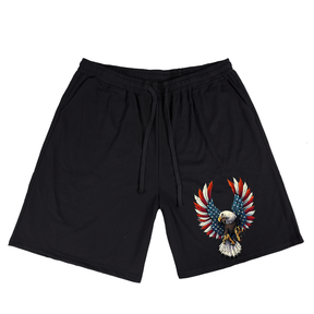 Men's Screaming American Flag Bald Eagle with Black Tips Plus Size T-Shirt & Short