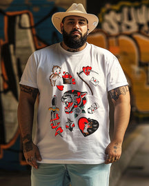 Men’s Various heart tattoos Printed Plus Size Short Sleeve T-shirt  ,Tattoo Artist, Tattoo Shirt