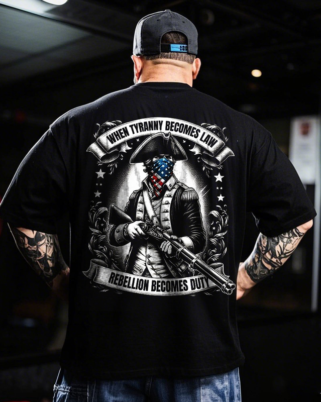Men's Vintage When Tyranny Becomes Law Rebellion Becomes Duty Plus Size T-Shirt