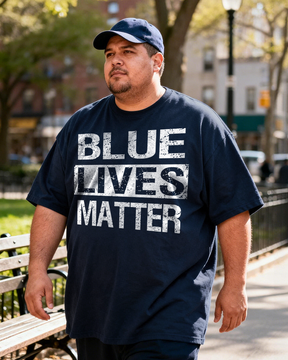 Men's Blue Lives Matter Big & Tall 100% Cotton T-shirts