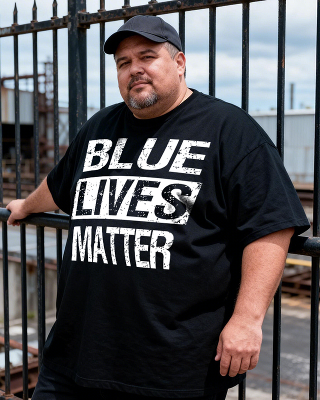 Men's Blue Lives Matter Big & Tall 100% Cotton T-shirts
