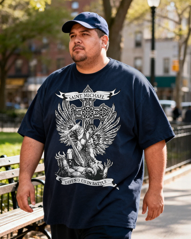 Men's Saint Michael Defend Us Big & Tall 100% Cotton T-shirts