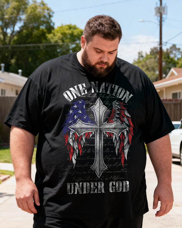 Men's One Nation Under God Big & Tall 100% Cotton T-shirts