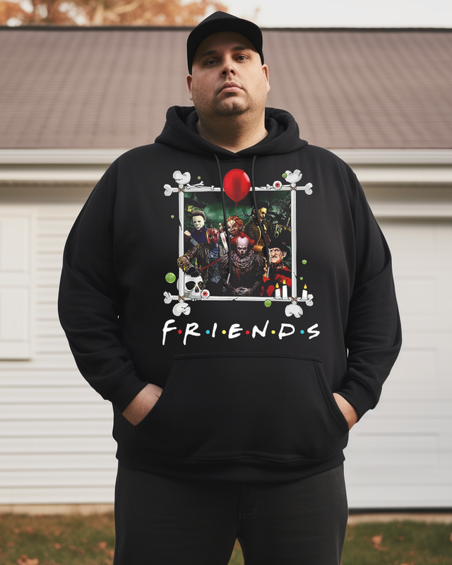 Men's HORROR LEGENDS FRIENDS SPOOF Plus Size Hoodie
