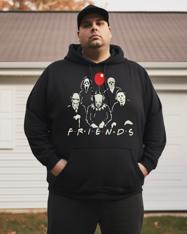 Men's Halloween Friends Plus Size Hoodie
