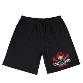 Men's LOUD PIPES Angry Skull with Fire Plus Size T-Shirt & Short