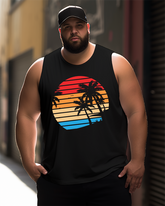Retro Vintage Sunset Beach Palm Men's Sleeveless Tee