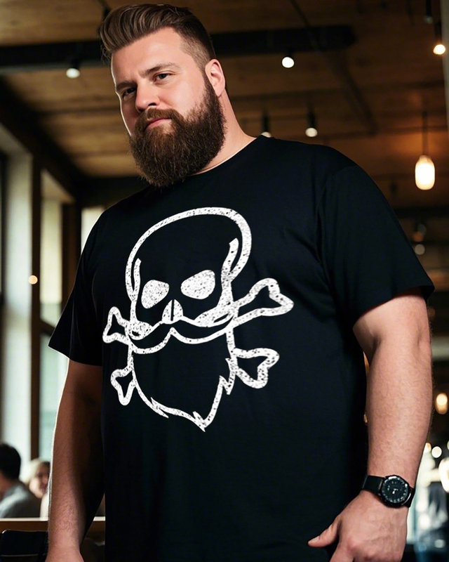 Skull and Beard Pocket Men's 100% Cotton Big & Tall T-Shirt