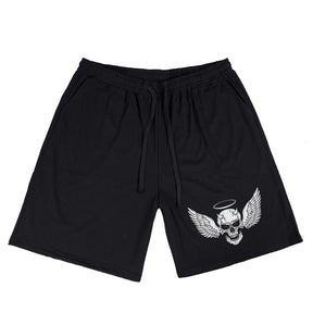 Men's Skull with Wings Circle Graphic Plus Size T-Shirt & Short