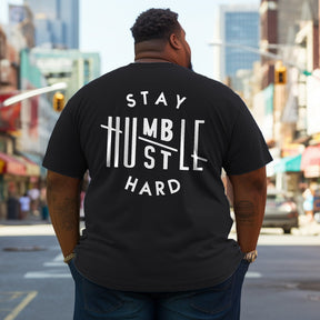 Men's Stay Humble Hustle Hard Print Plus Size T-Shirt & Short