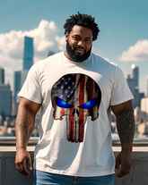 American Flag Punisher Men's 100% Cotton Big & Tall T-Shirt