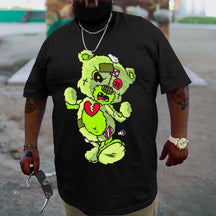 Bear's Heart Broken, Creative Men Plus Size Oversize T-shirt for Big & Tall Man