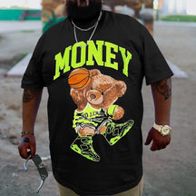 Money Bear Men Plus Size Oversize T-shirt for Big & Tall Man
