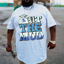 THE MUD Print White Plus Size T-Shirts