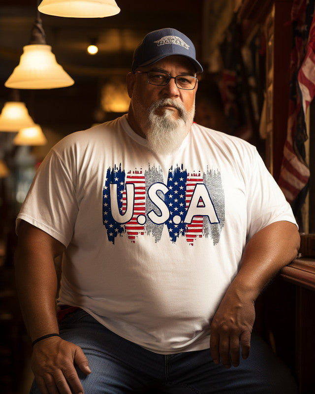Jacob Rokas Flag Plus Men's USA Flag Plus Size T-shirt
