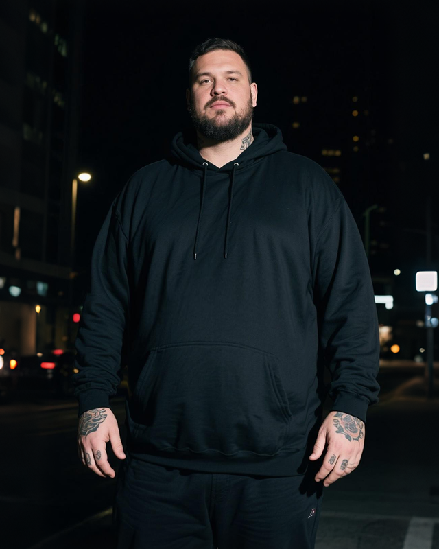 Solid Black Men's Big & Tall Hoodie