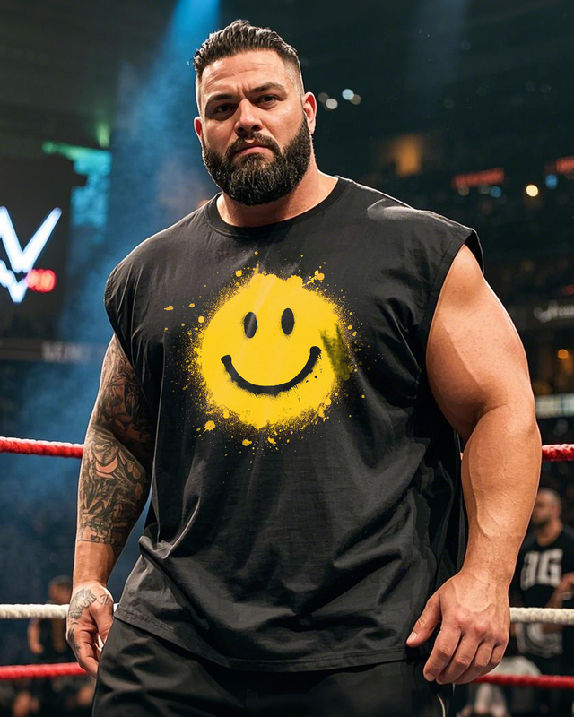 Yellow-smile Men's Plus Size Sleeveless T-Shirt